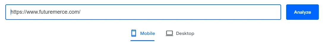 Pagespeed Insights tool with device toggle